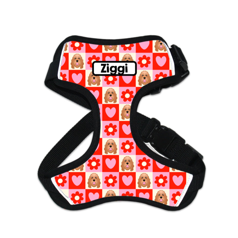 Valentines Checkers Dog Harness