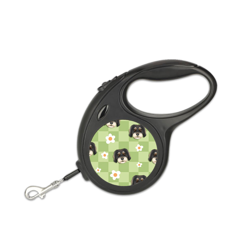Flower Checker Retractable Dog Portrait Lead