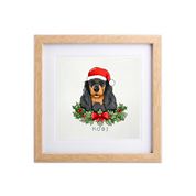 Framed Christmas Pet Portrait - Hand-drawn