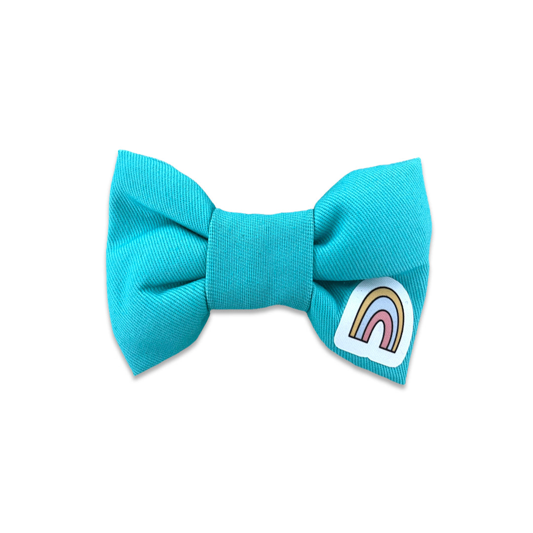 Teal Blue Rainbow Bow Tie